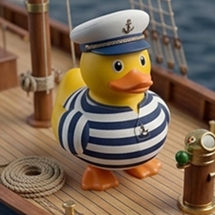 Captain Quack on a boat